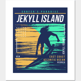 Retro Surfing Jekyll Island, Georgia // Vintage Surfer Beach // Surfer's Paradise Posters and Art